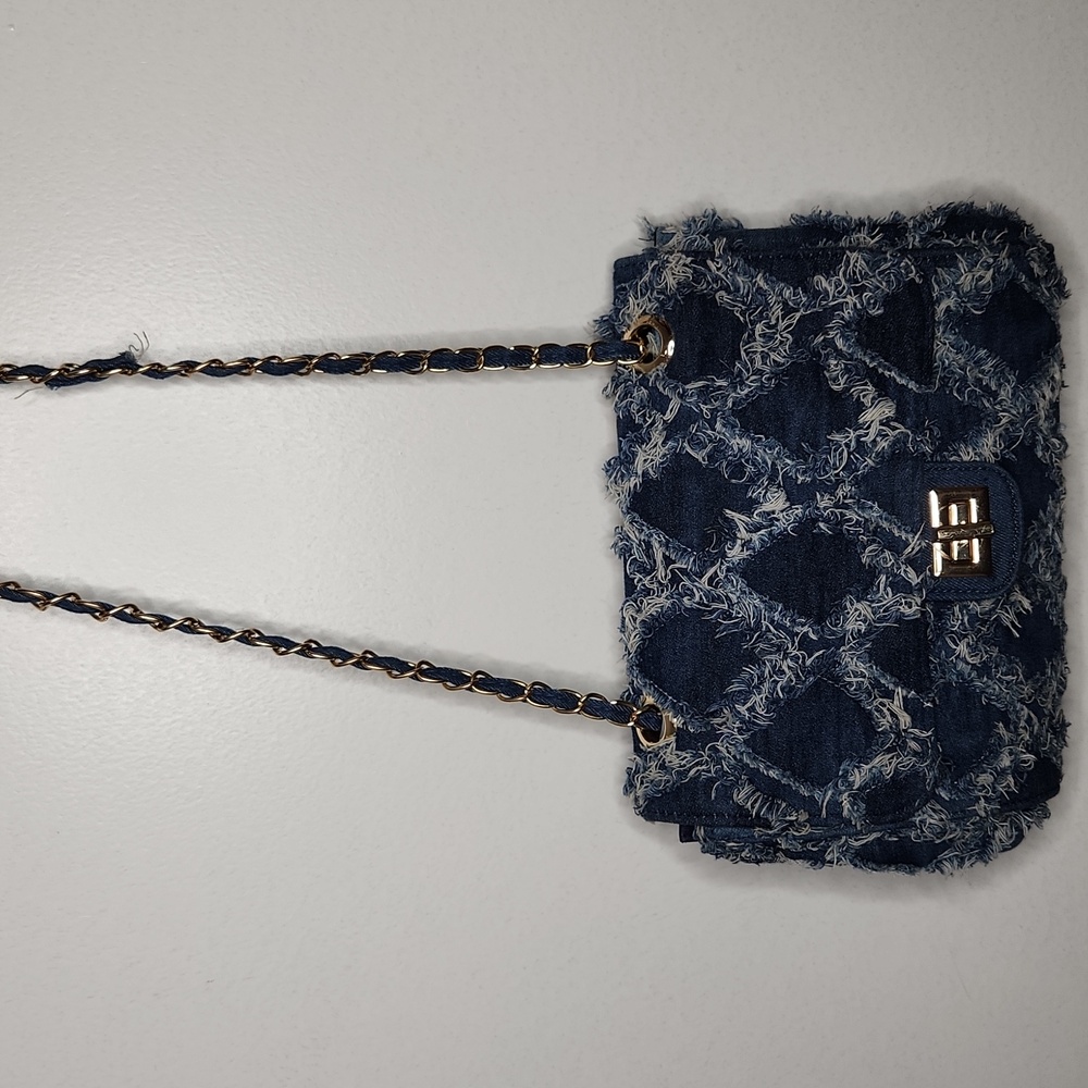 Elegant Frayed Denim Crossbody Bag - Picture 2 of 4